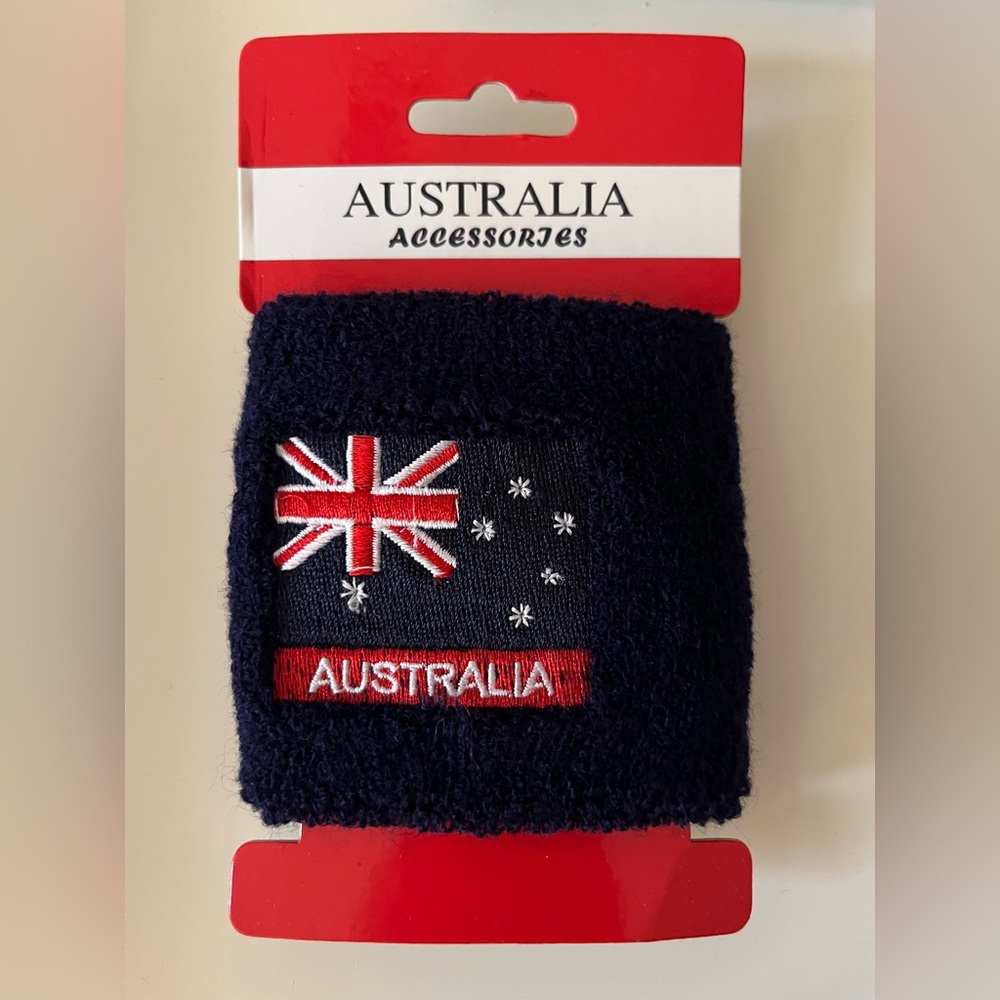 Australian Flag Wrist Sweat Band Black